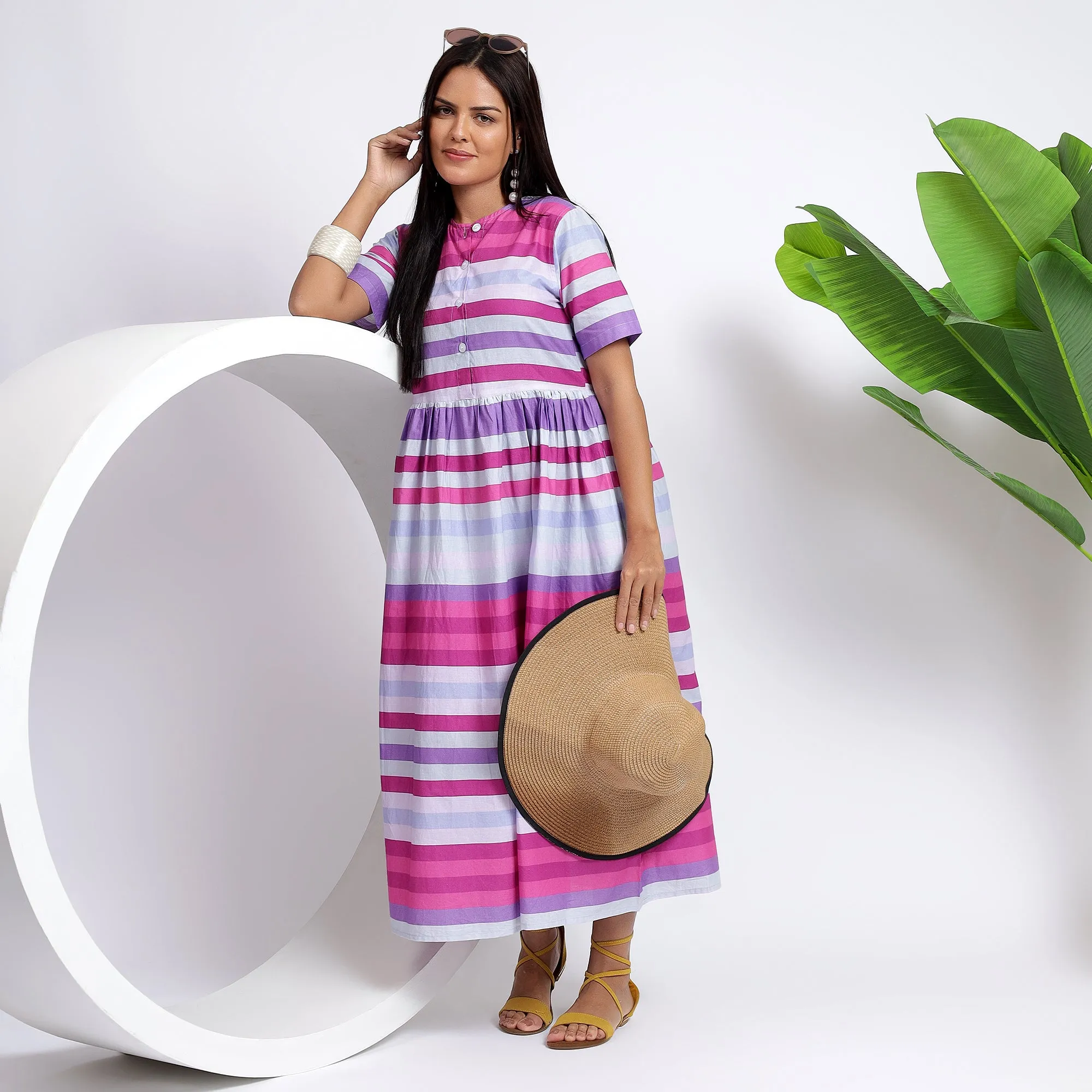 Versatile Pink Cotton Midi Dresses for Women - Soft & Stylish