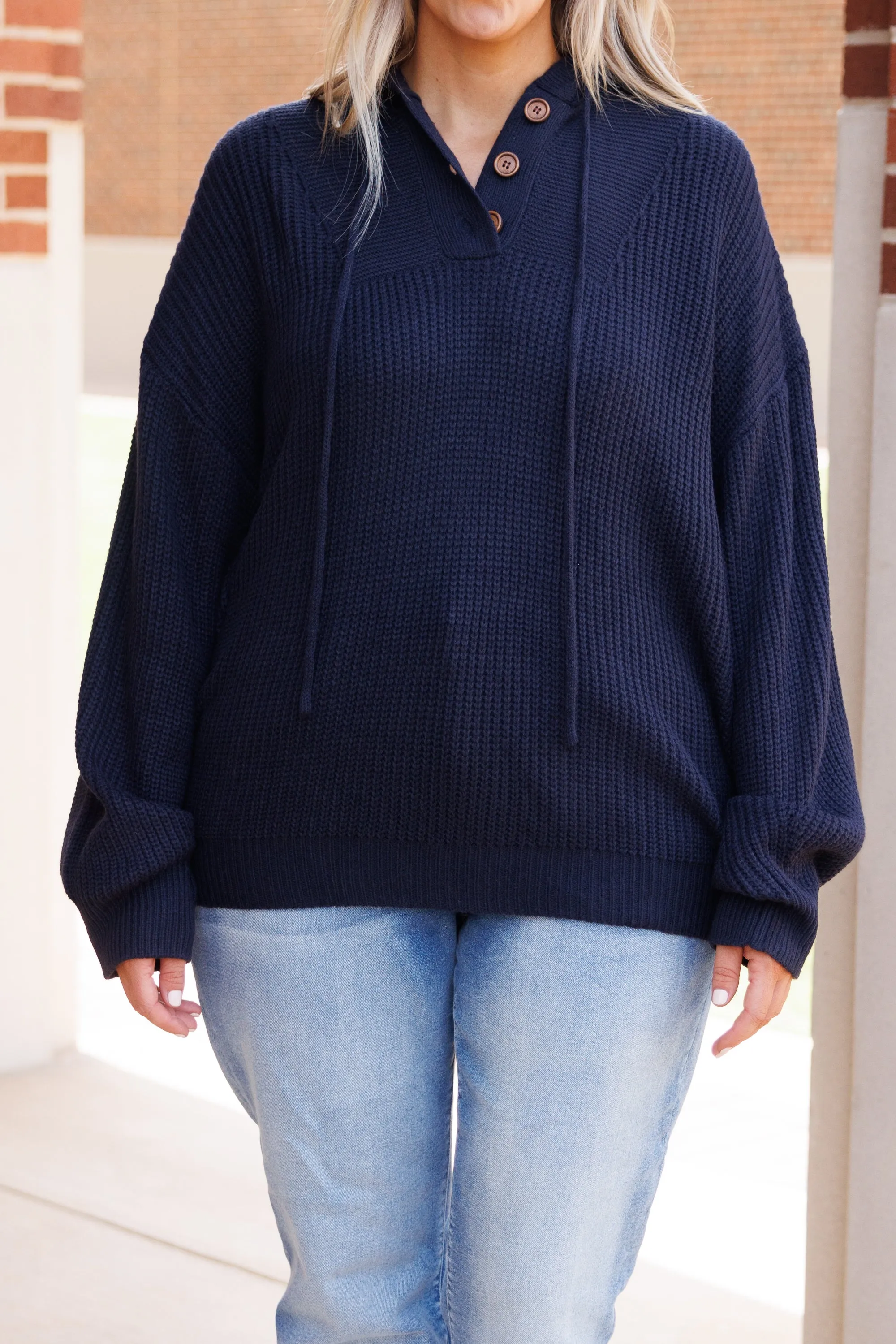 Warm And Happy Hoodie, Dark Navy