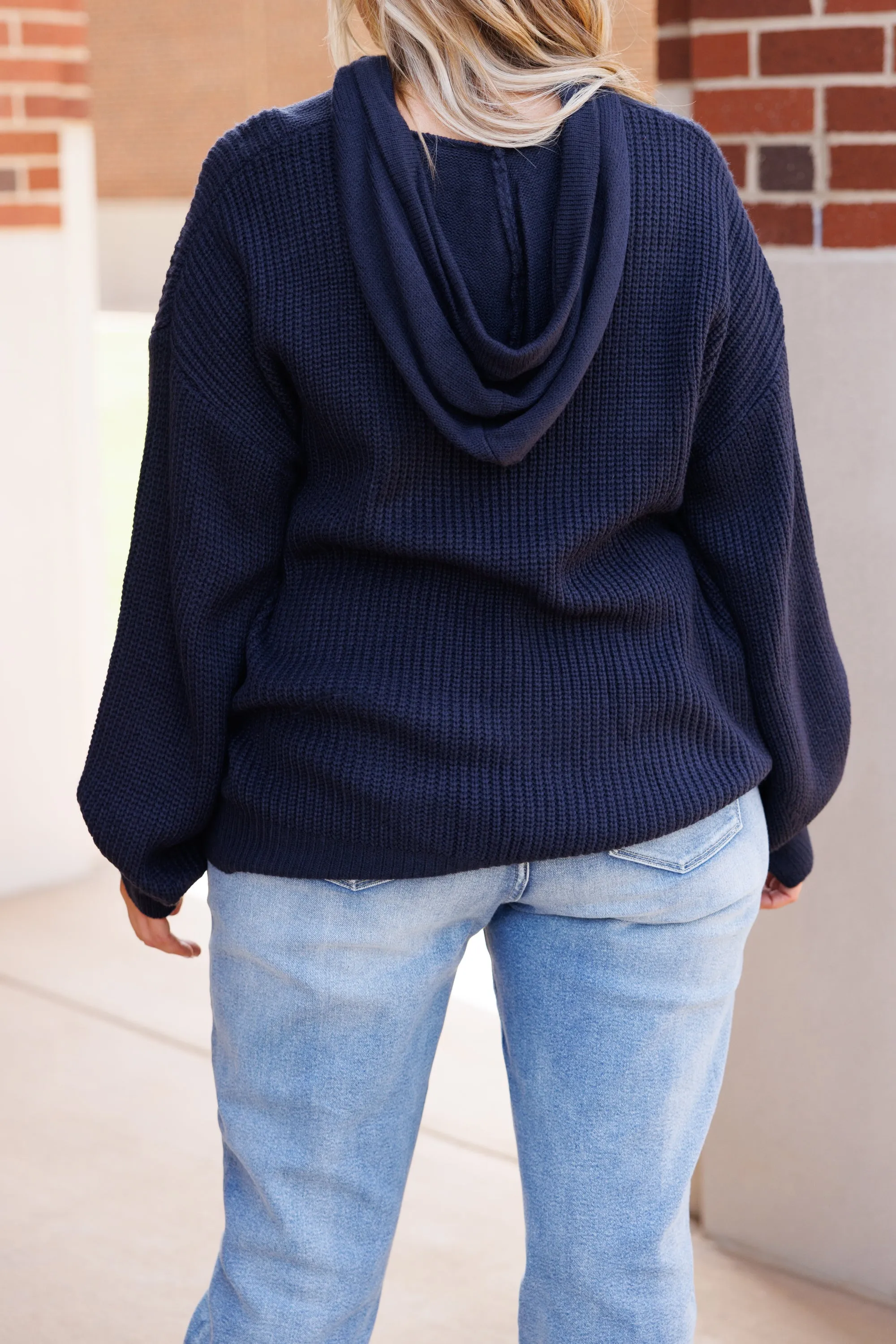 Warm And Happy Hoodie, Dark Navy