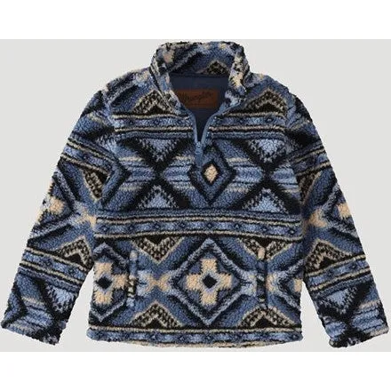 Wrangler Kid's Water Blue Quarter Zip Sherpa Pullover